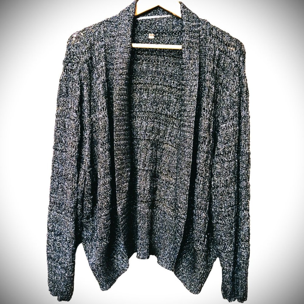 Charcoal grey silver sparkle Winter Cardi  EUC Sz XL - 3X